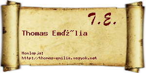 Thomas Emília névjegykártya